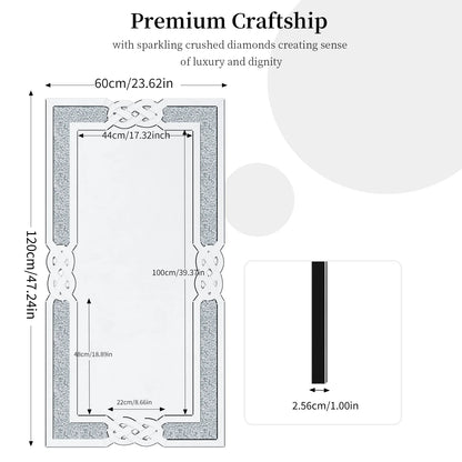 Large Crystal Crush Diamond Decorative Mirror