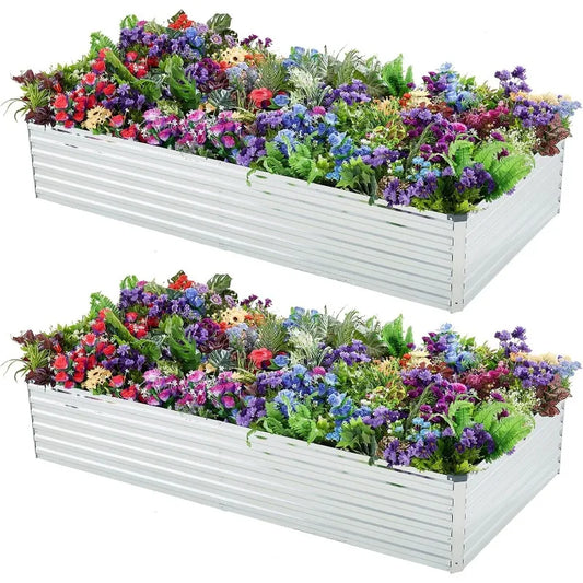 2 Pack 6x3x1FT Galvanized Metal Raised Garden Bed Kit - Outdoor