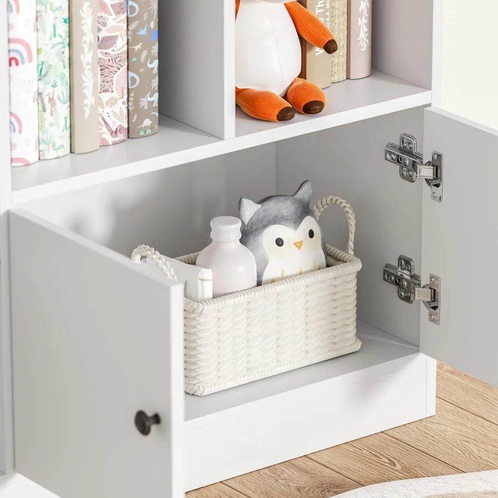Freestanding Book Shelves with 11 Cubbies and 2 Cabinets