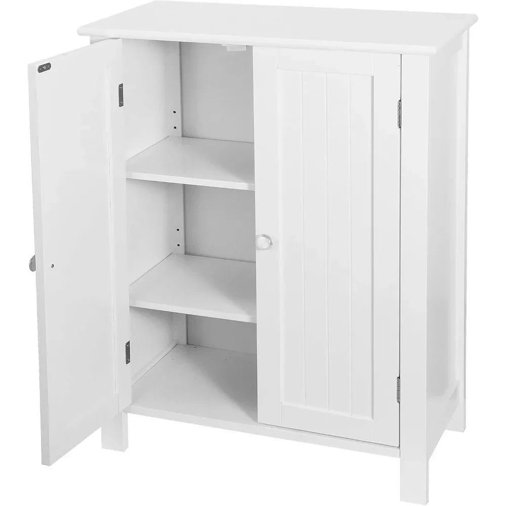 Floor Storage Cabinet with Adjustable Shelf and Double Door