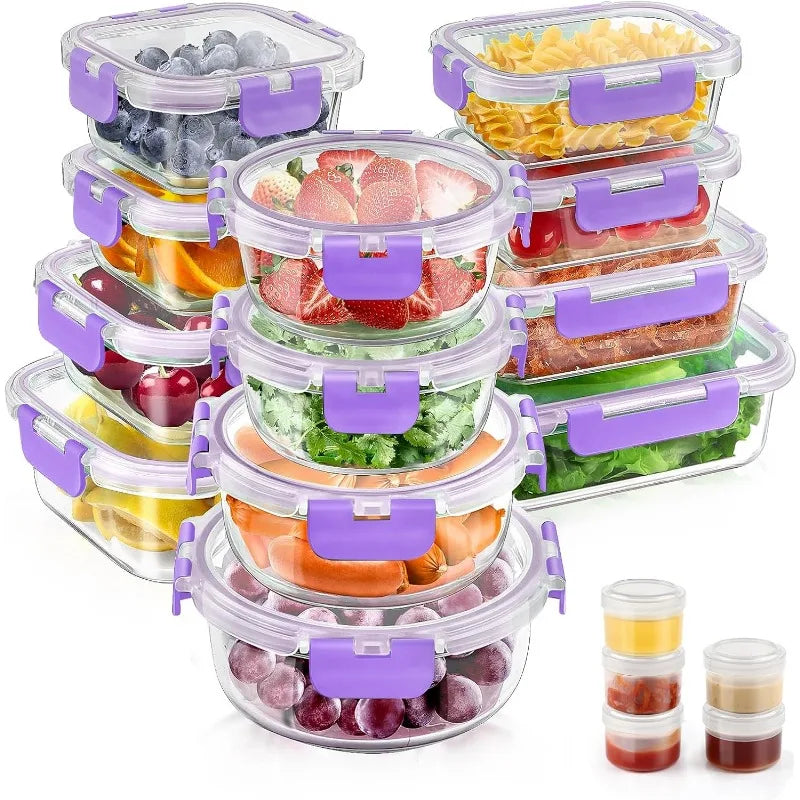 34pc Glass Food Storage Containers with Lids Set