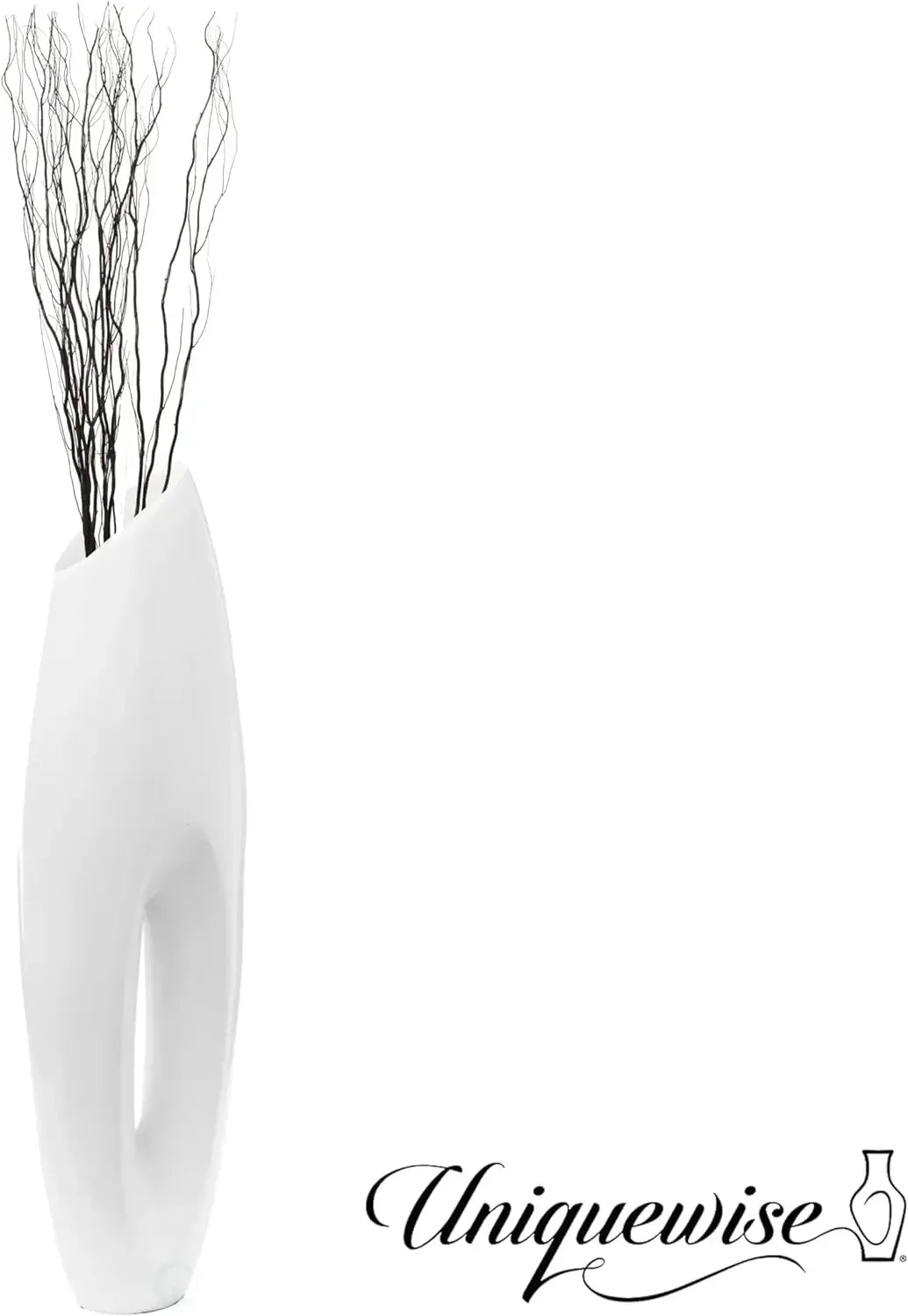 40" Modern White Floor Vase