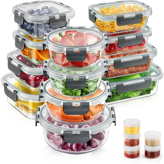 34pc Glass Food Storage Containers with Lids Set