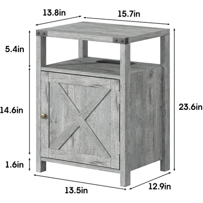 Set of 2 Night Stands with or End Table with USB Charging Station