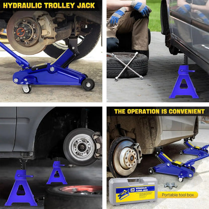 Floor Jack & Axle Stand Combo With Tire Repair Kit