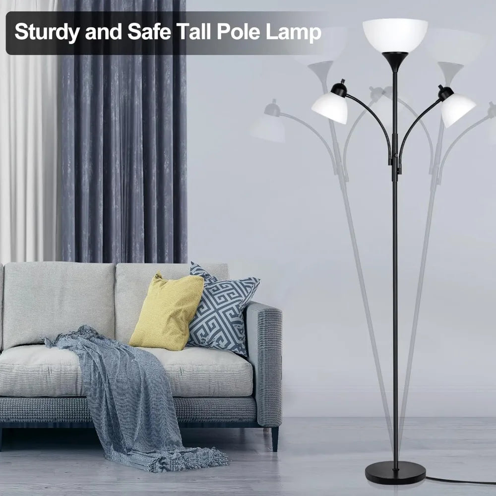 Standing Floor Lamp with 3 Dimming Adjustable Reading Lights