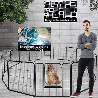 Dog Play Pen With Doors 40 Inch Height 16 Metal Fence Panels