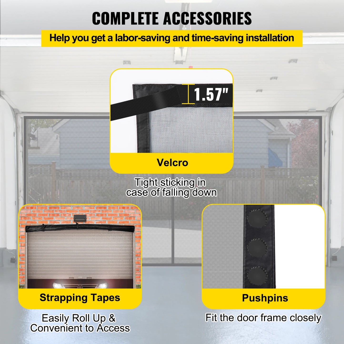 Heavy-Duty Garage Door Retractable Screen 16' x 7'