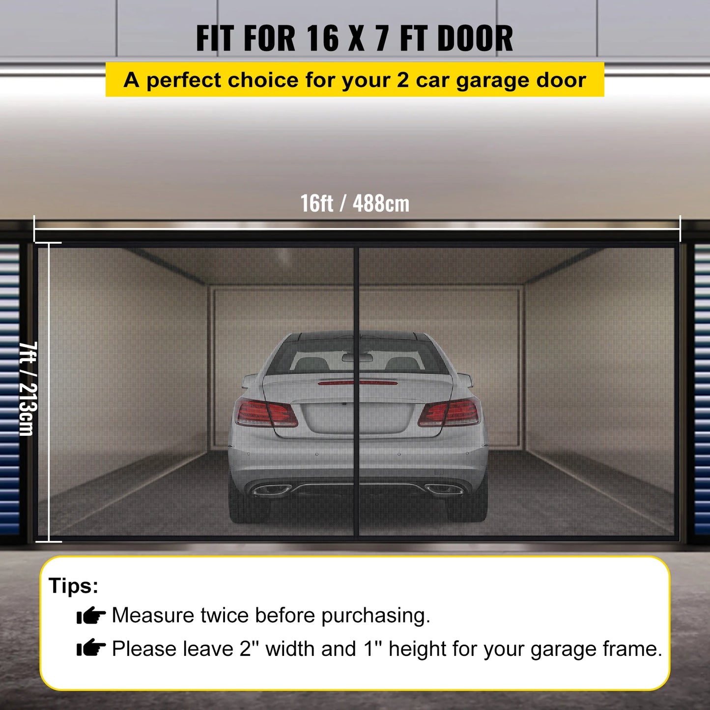 Heavy-Duty Garage Door Retractable Screen 16' x 7'