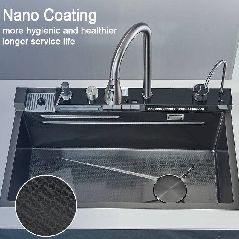 Stainless Steel Kitchen Sink with Faucet Digital Display