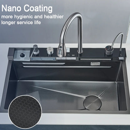 Stainless Steel Kitchen Sink with Faucet Digital Display