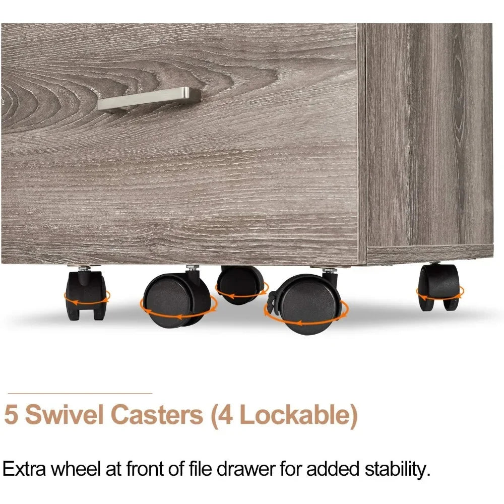 3 Drawer Rolling File Cabinet with Lock for Home Office