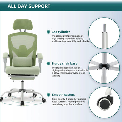 Ergonomic Reclining High Back  Swivel Office Chair with Lumbar Support Pillow