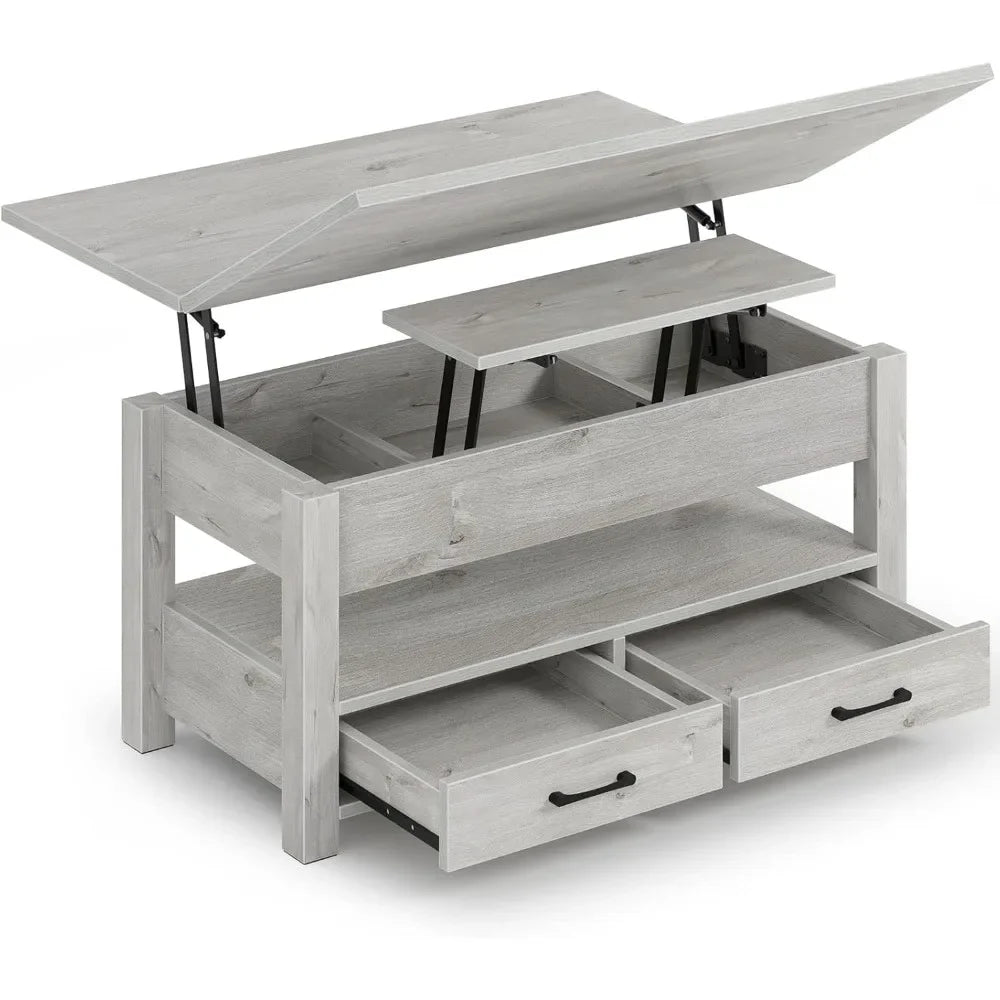 Multi-Function Lift Top Coffee Table with Drawers