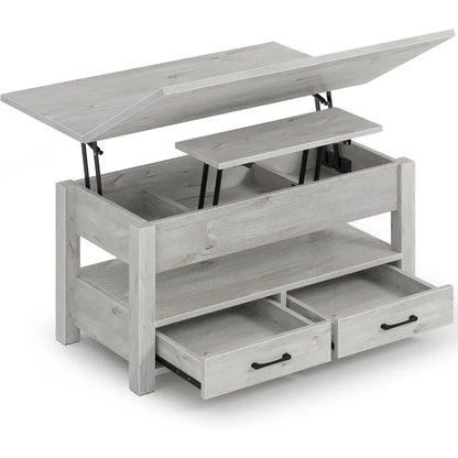 Multi-Function Lift Top Coffee Table with Drawers