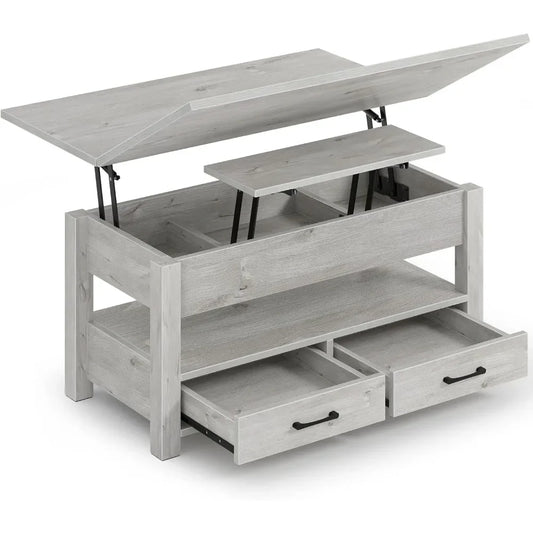 Multi-Function Lift Top Coffee Table with Drawers