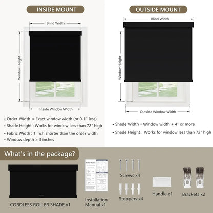 Cordless Blackout Roller Shades with Valance for Windows