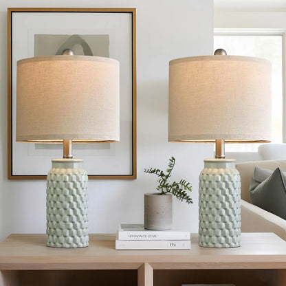 20.5" White Modern Ceramic Table Lamp - Set of 2