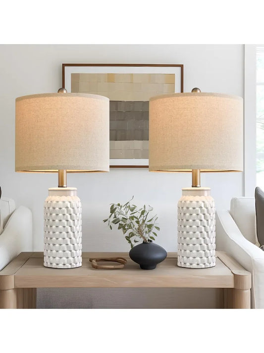 Set of 2 20.5" White Ceramic Table Lamp