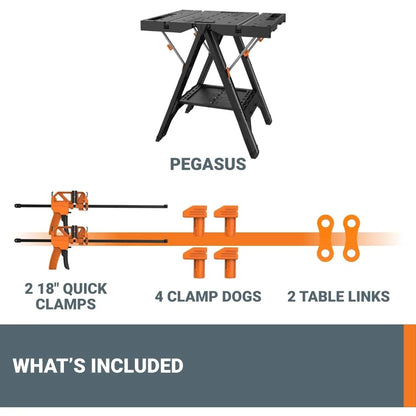 2-in-1 Lightweight Portable Folding Workbench & Sawhorse  31" W x 25" D x 32" H