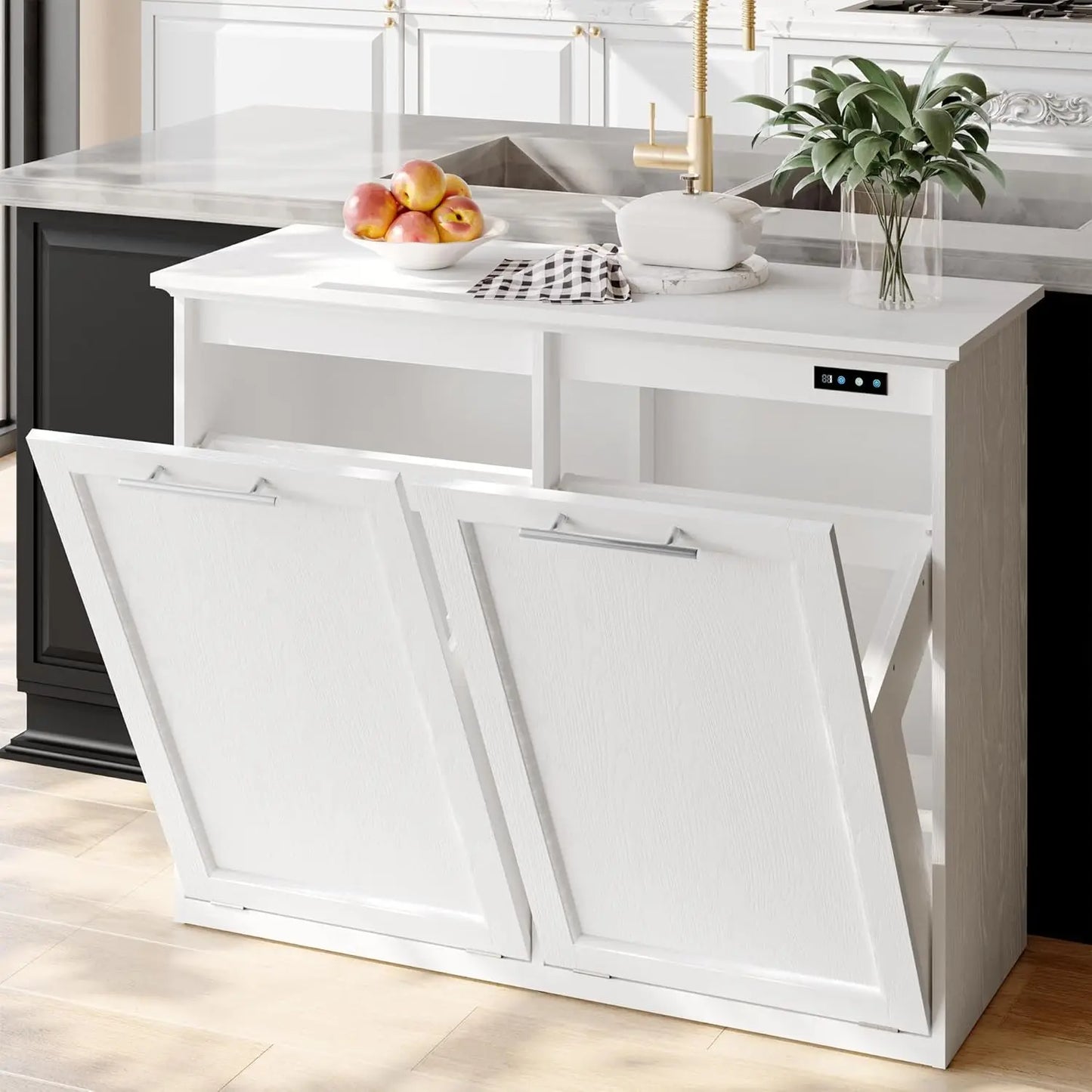 Double Tilt Out Free Standing Trash Cabinet