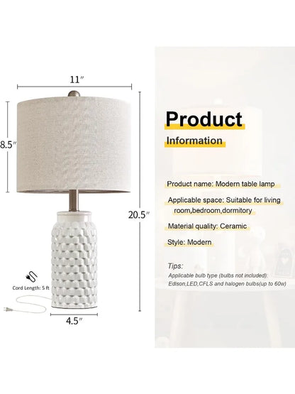 Set of 2 20.5" White Ceramic Table Lamp