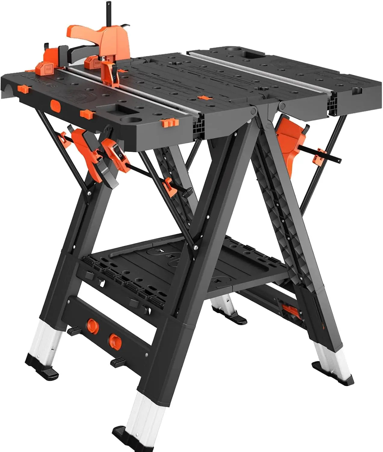Combined Portable Folding Work Table - 2-in-1 Sawhorse & Workbench
