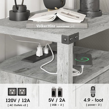 Set of 2 Night Stands with or End Table with USB Charging Station