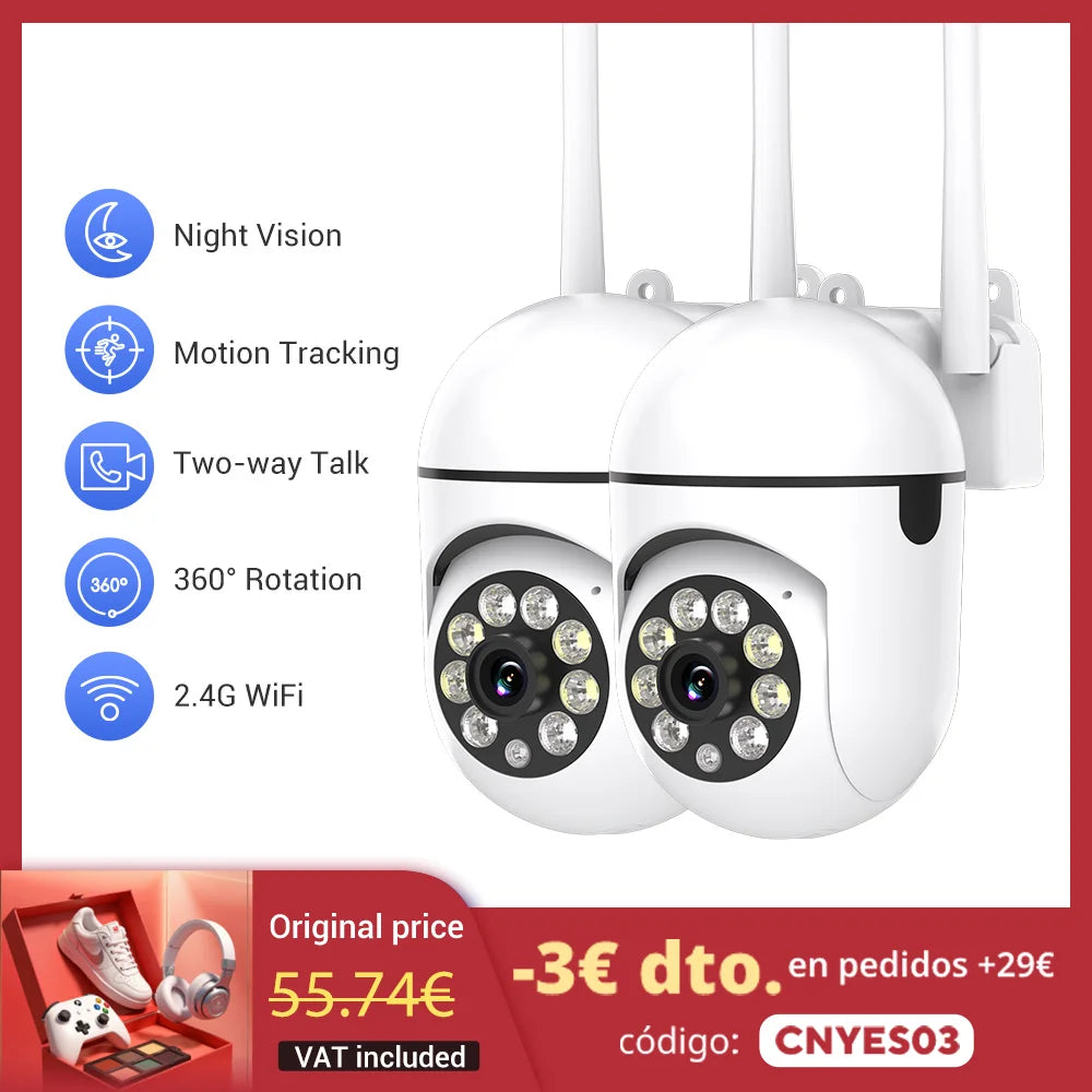 2PC Ease Life APP Wireless 1080P HD Indoor/Outdoor WiFi Security Camera