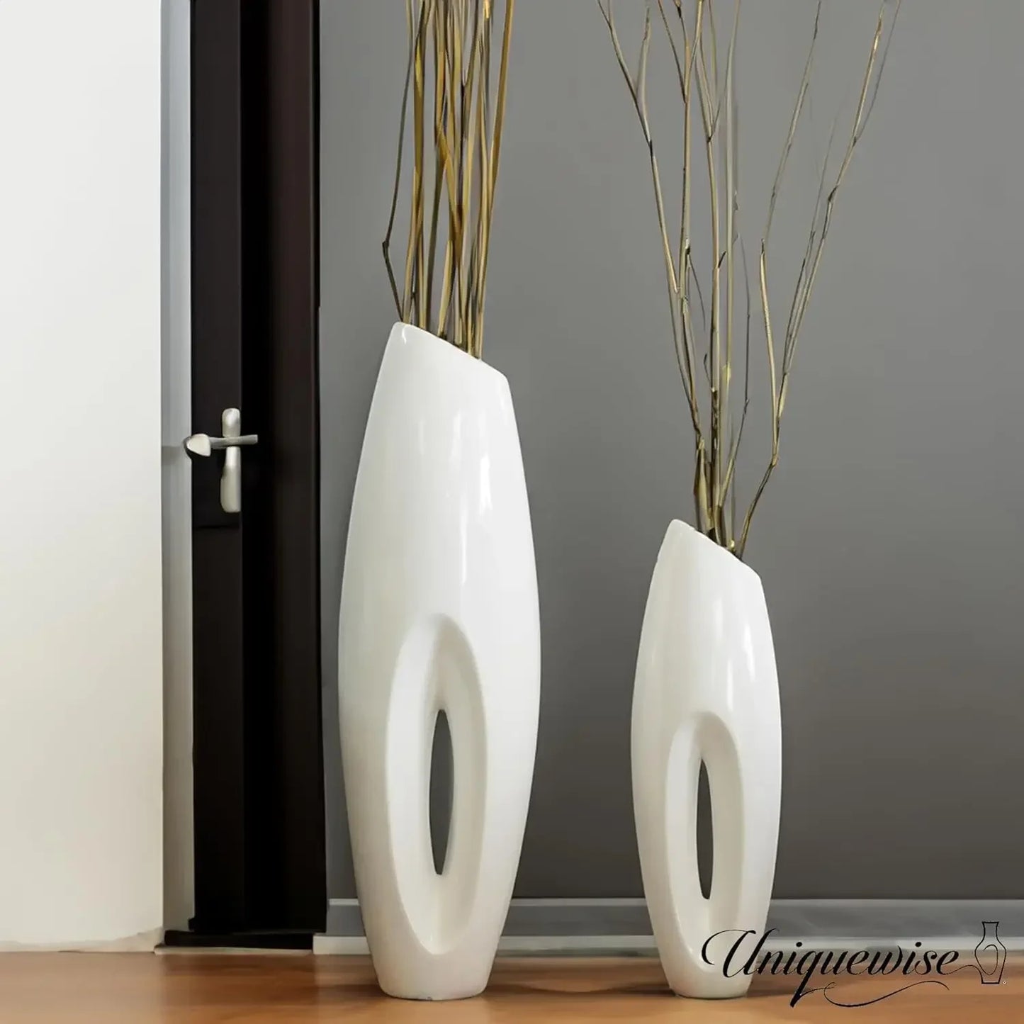 40" Modern White Floor Vase