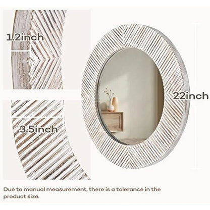 Wood Round  22" Wall Mirror